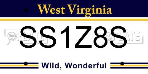 SS1Z8S West Virginia License Plate