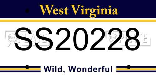 SS20228 West Virginia License Plate
