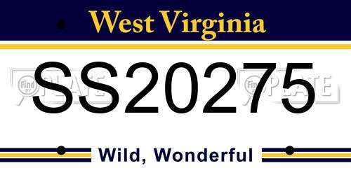 SS20275 West Virginia License Plate