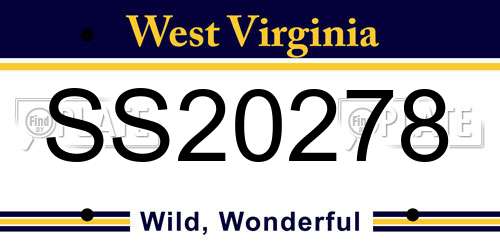 SS20278 West Virginia License Plate