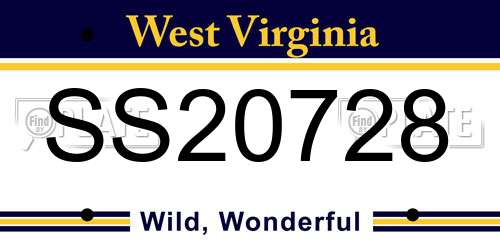 SS20728 West Virginia License Plate