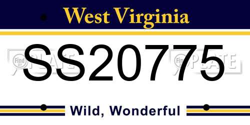 SS20775 West Virginia License Plate