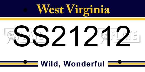 SS21212 West Virginia License Plate