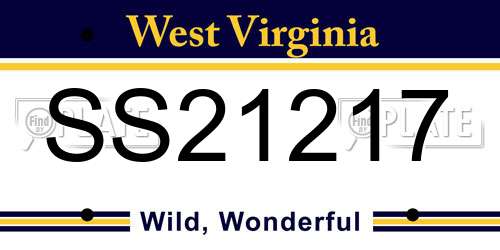SS21217 West Virginia License Plate