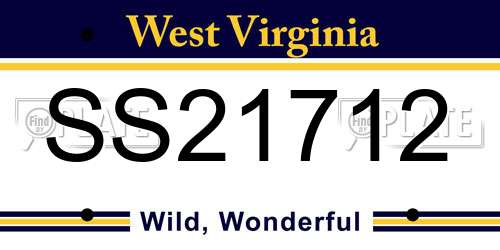 SS21712 West Virginia License Plate