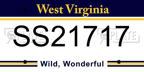SS21717 West Virginia License Plate