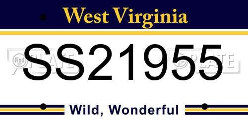 SS21955 West Virginia License Plate