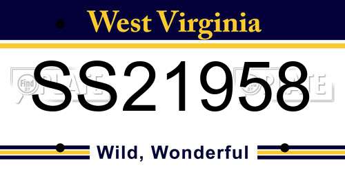 SS21958 West Virginia License Plate