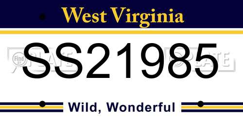 SS21985 West Virginia License Plate