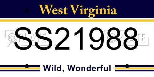 SS21988 West Virginia License Plate