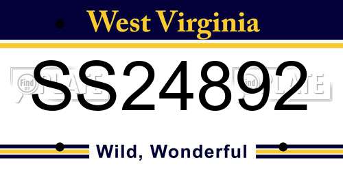 SS24892 West Virginia License Plate