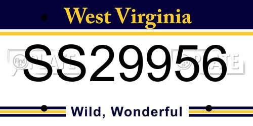 SS29956 West Virginia License Plate