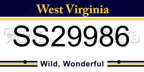 SS29986 West Virginia License Plate