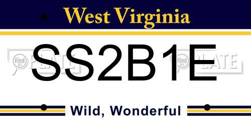 SS2B1E West Virginia License Plate