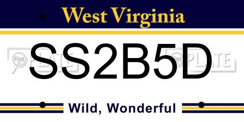 SS2B5D West Virginia License Plate