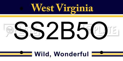 SS2B5O West Virginia License Plate