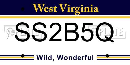 SS2B5Q West Virginia License Plate