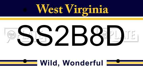 SS2B8D West Virginia License Plate
