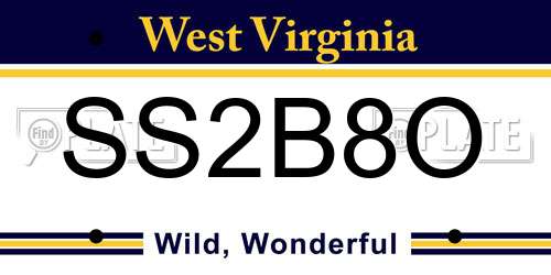 SS2B8O West Virginia License Plate