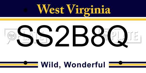 SS2B8Q West Virginia License Plate