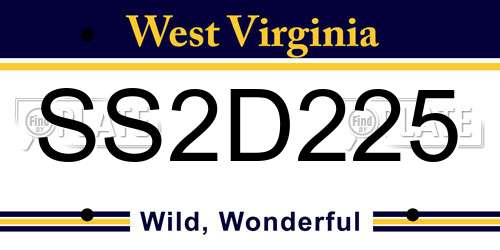 SS2D225 West Virginia License Plate