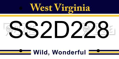 SS2D228 West Virginia License Plate