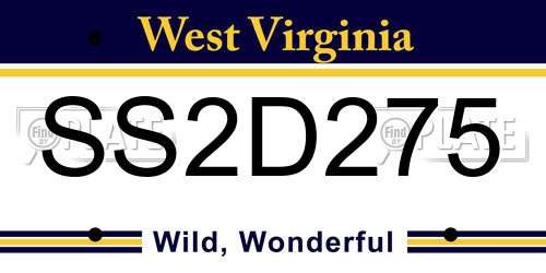 SS2D275 West Virginia License Plate