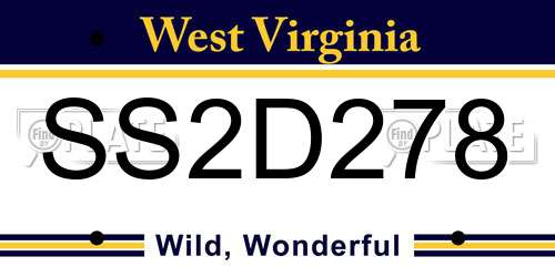 SS2D278 West Virginia License Plate
