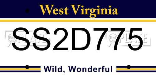 SS2D775 West Virginia License Plate