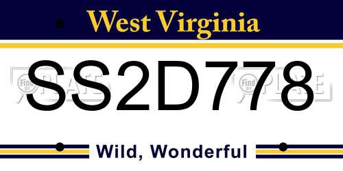 SS2D778 West Virginia License Plate