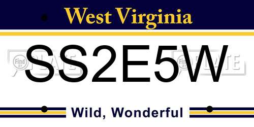 SS2E5W West Virginia License Plate