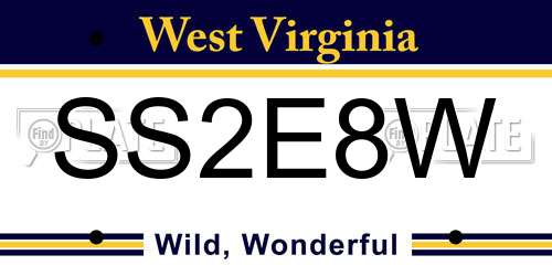 SS2E8W West Virginia License Plate