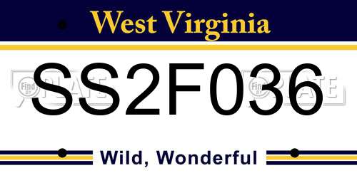 SS2F036 West Virginia License Plate