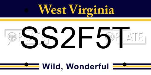 SS2F5T West Virginia License Plate
