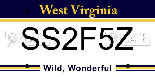 SS2F5Z West Virginia License Plate