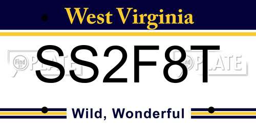 SS2F8T West Virginia License Plate