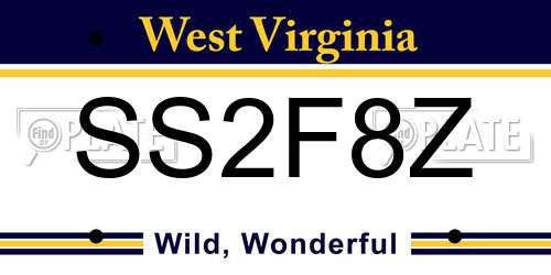 SS2F8Z West Virginia License Plate
