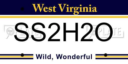 SS2H2O West Virginia License Plate