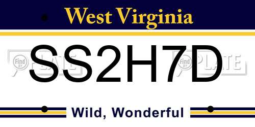 SS2H7D West Virginia License Plate