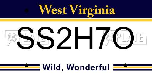SS2H7O West Virginia License Plate