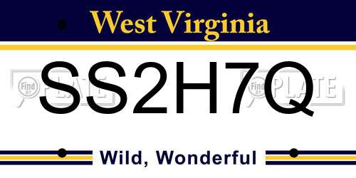 SS2H7Q West Virginia License Plate