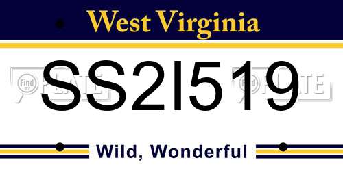 SS2I519 West Virginia License Plate