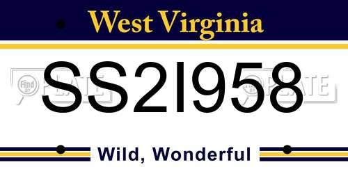 SS2I958 West Virginia License Plate