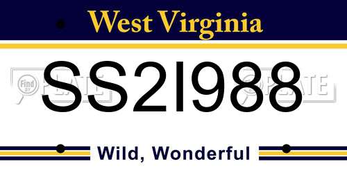 SS2I988 West Virginia License Plate