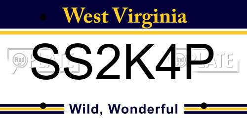 SS2K4P West Virginia License Plate