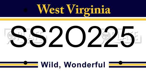 SS2O225 West Virginia License Plate