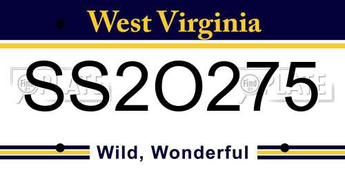 SS2O275 West Virginia License Plate