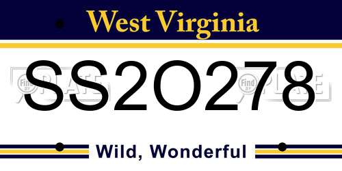 SS2O278 West Virginia License Plate