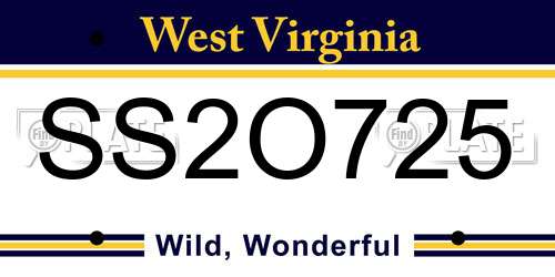 SS2O725 West Virginia License Plate