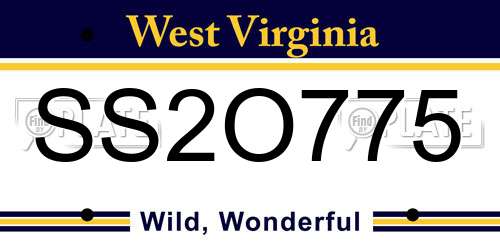 SS2O775 West Virginia License Plate